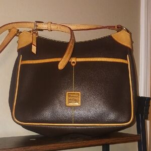 Dooney & Bourke Dark Brown and Tan Shoulder Bag